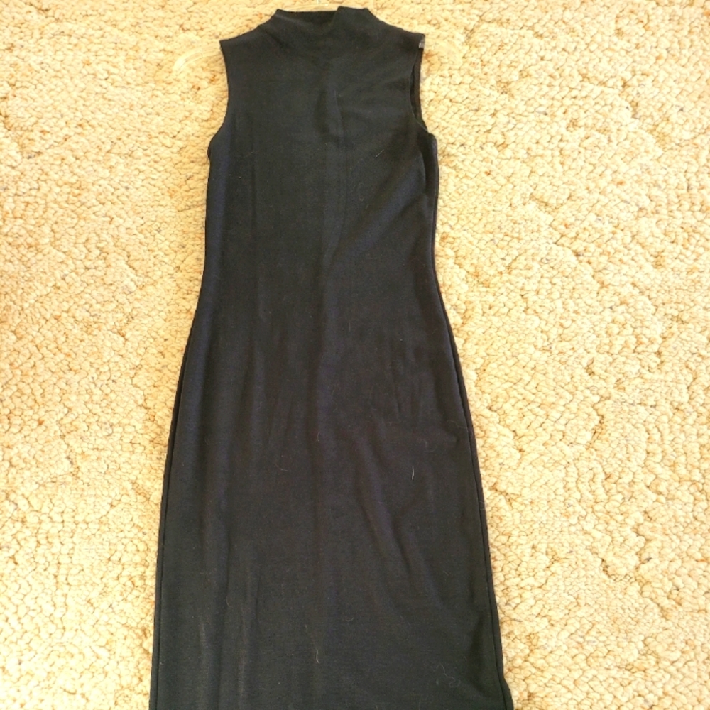 Size L long black knit dress.   (Jackets priced separately to show versatility.)